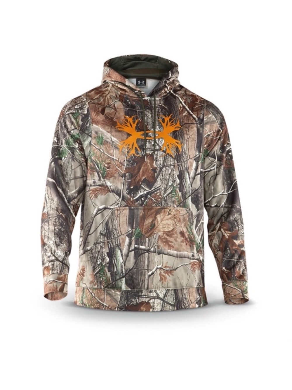 Under Armour Camo Hoodie sweatshirt hunting camping orange logo XL